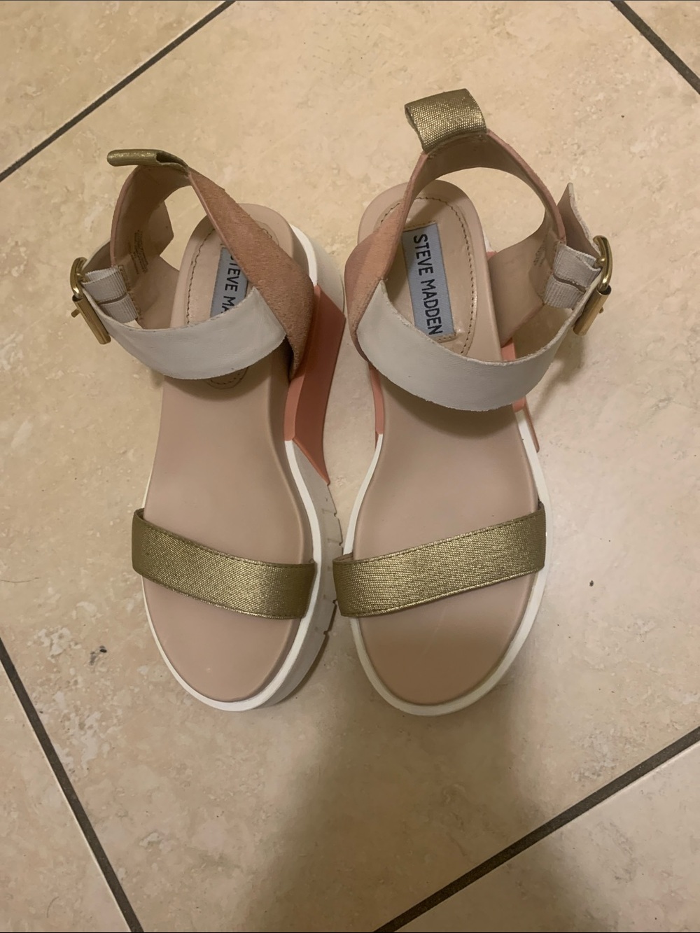 Steve Madden Metallic Gold and Blush Platform Sandals